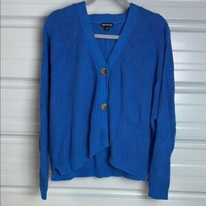 Whistles Blue Knit Cardigan Sweater V-Neck